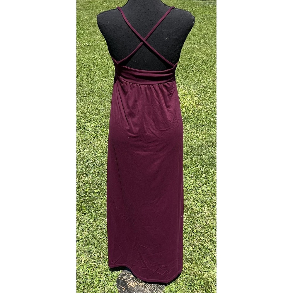 Susana Monaco Burgundy Maxi Dress M Criss Cross Back Empire Waist Stretch USA - Picture 6 of 7